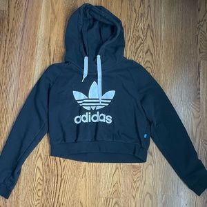 Adidas Black Cropped Sweatshirt. Size Medium